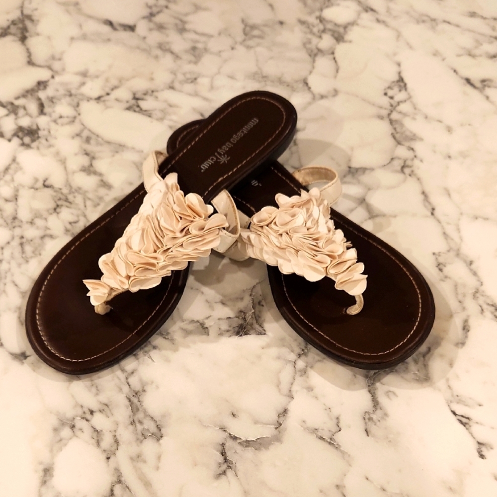 Women's White Ruffle Sandals